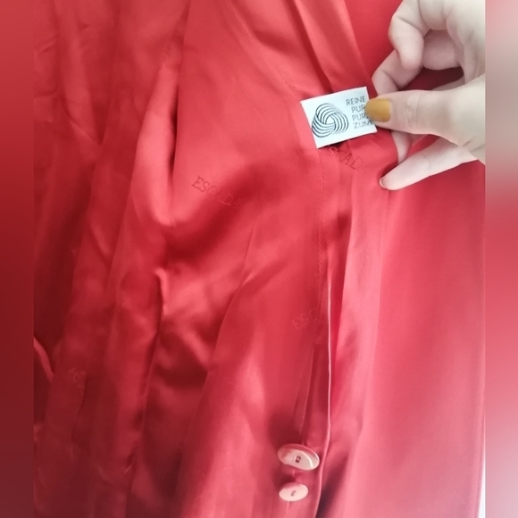 Vintage Escada '80s Margaretha Ley Wool Longline Single Breasted Red Blazer 34 4 - Picture 10 of 17